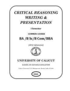 Microsoft Word - BA ,B Sc, B Com, BBA I Sem. Common Course- Critical Reasoning writing & Presentation