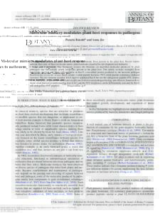 Annals of Botany 121: 17–23, 2018 doi:aob/mcx125, available online at www.academic.oup.com/aob INVITED REVIEW  Molecular mimicry modulates plant host responses to pathogens