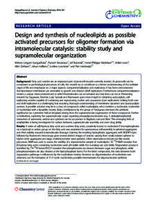 Design and synthesis of nucleolipids as possible activated precursors for oligomer formation via intramolecular catalysis: stability study and supramolecular organization