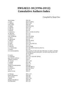 EWGAE22-­30	
  (1996-­2012)	
   Cumulative	
  Authors	
  Index	
   	
   Compiled by Kanji Ono	
  