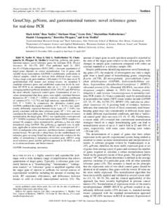 Physiol Genomics 30: 363–370, 2007. First published April 24, 2007; doi:physiolgenomicsToolbox  GeneChip, geNorm, and gastrointestinal tumors: novel reference genes