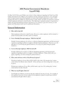 2015 Partial Government Shutdown Layoff FAQ