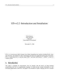 ET++2.2 -Introduction and Installation
