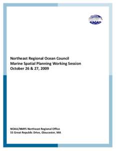 Northeast Regional Ocean Council Marine Spatial Planning Working Session October 26 & 27, 2009 NOAA/NMFS Northeast Regional Office 55 Great Republic Drive, Gloucester, MA