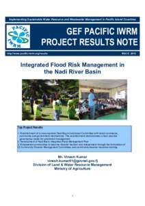 Implementing Sustainable Water Resource and Wastewater Management in Pacific Island Countries  GEF PACIFIC IWRM GEF PACI PROJECT RESULTS NOTE Implementing Sustainable Water Resource and Wastewater Management