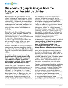 The effects of graphic images from the Boston bomber trial on children