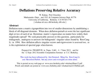 File: 4June12  Deflations Preserving Relative Accuracy Version dated September 9, 2012 5:06 am