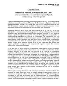 Seminar on “Trade, Development, and Law” on 23 June 2015 CONCEPT NOTE  Seminar on “Trade, Development, and Law”