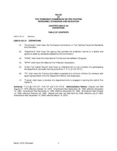 RULES OF THE TENNESSEE COMMISSION ON FIRE FIGHTING PERSONNEL STANDARDS AND EDUCATION CHAPTER[removed]DEFINITIONS