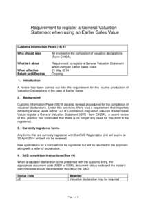 Customs Information Paper[removed]