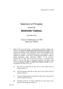 Instrument No.13 of[removed]Statement of Principles concerning  INGROWN TOENAIL
