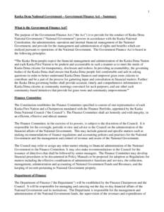 Microsoft Word - Kaska Dena Government Finance Act - Exec Summary