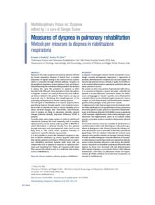 MRM 03-2010_def:Layout:05 Pagina 202  Multidisciplinary Focus on: Dyspnea edited by / a cura di Giorgio Scano  Measures of dyspnea in pulmonary rehabilitation
