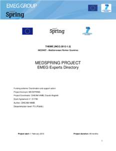 THEME [INCO[removed]INCONET – Mediterranean Partner Countries MEDSPRING PROJECT EMEG Experts Directory