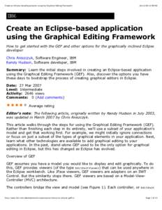 Create an Eclipse-based application using the Graphical Editing Framework[removed]:08 PM Create an Eclipse-based application using the Graphical Editing Framework