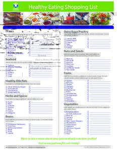 Healthy Eating Shopping List  Grains Dairy/Eggs/Poultry