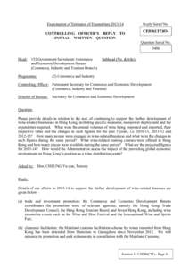 Examination of Estimates of Expenditure[removed]CONTROLLING OFFICER’S REPLY TO INITIAL WRITTEN QUESTION Reply Serial No. CEDB(CIT)034