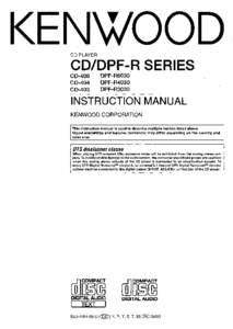 KENWOOD CD PLAYER CD/DPF-R SERIES CD-406 DPF-R6030 CD-404 DPF-R4030