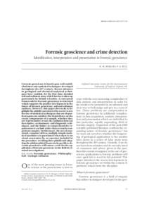 MINERVA MED LEG 2007;127:Forensic geoscience and crime detection Identification, interpretation and presentation in forensic geoscience R. M. MORGAN, P. A. BULL
