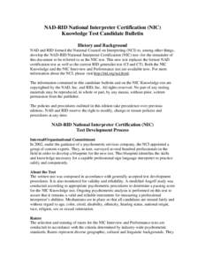 NAD-RID National Interpreter Certification (NIC)