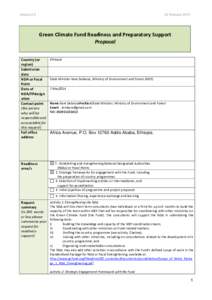 VersionFebruary 2015 Green Climate Fund Readiness and Preparatory Support Proposal