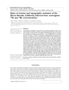 Rates of erosion and topographic evolution of the Sierra Nevada, California, inferred from cosmogenic 26Al and 10Be concentrations
