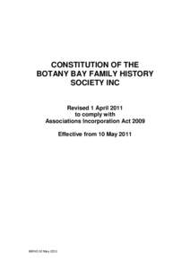 Revised Botany Bay Family History Society Constitution