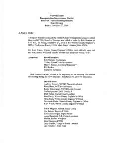 Warren County Transportation Improvement District Board of Trustees Meeting Minutes Board Meeting Friday, December 2n~, 2016