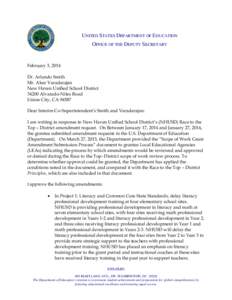 New Haven Unified School District: Amendment 2, Race to the Top District Amendment Letter -- February 3, 2014 (PDF)