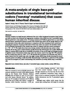 PRIMARY RESEARCH  A meta-analysis of single base-pair substitutions in translational termination codons (‘nonstop’ mutations) that cause human inherited disease