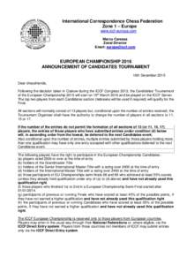 International Correspondence Chess Federation Zone 1 – Europe www.iccf-europa.com Marco Caressa Zonal Director Email: 