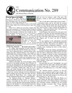 2009  Communication No. 289 The Pleasant Places of Florida From the Papers on the Sundial: We had a grand gathering at