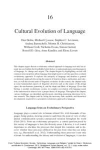 Language / Evolution / Human evolution / Cognitive science / Anthropology / Morten H. Christiansen / Memetics / Origin of language / Sociocultural evolution / Unit of selection / Linguistics / Sign language
