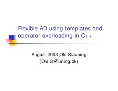 Flexible AD using templates and operator overloading in C++