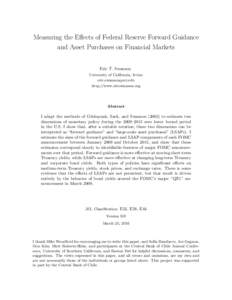 Measuring the Eﬀects of Federal Reserve Forward Guidance and Asset Purchases on Financial Markets Eric T. Swanson University of California, Irvine  http://www.ericswanson.org