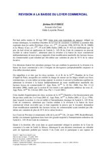 REVISION A LA BAISSE DU LOYER COMMERCIAL  Jérôme BAVEREZ Avocat à la Cour Gide-Loyrette-Nouel