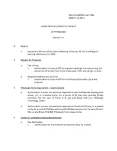 REGULAR BOARD MEETING MARCH 12, 2015 URBAN REDEVELOPMENT AUTHORITY OF PITTSBURGH AGENDA “A”