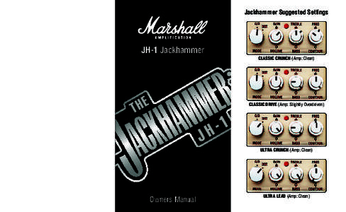 Jackhammer Suggested Settings  JH-1 Jackhammer CLASSIC CRUNCH (Amp: Clean)  CLASSIC DRIVE (Amp: Slightly Overdriven)