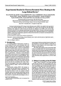 Plasma and Fusion Research: Regular Articles  Volume 7, Experimental Results for Electron Bernstein Wave Heating in the Large Helical Device∗)