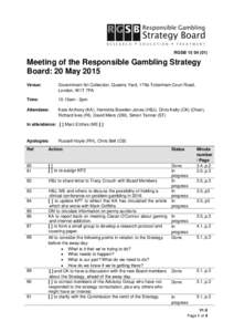 RGSBMeeting of the Responsible Gambling Strategy Board: 20 May 2015 Venue: