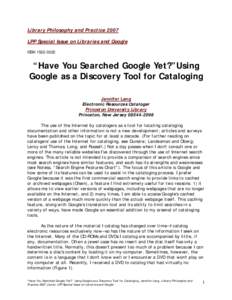 Alphabet Inc. / Cataloging / Google Search / Google Talk / Google / Online Audiovisual Catalogers / Search engine optimization / Authority control / Resource Description and Access