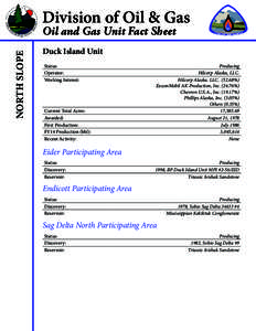 Division of Oil & Gas NORTH SLOPE Oil and Gas Unit Fact Sheet Duck Island Unit Status: