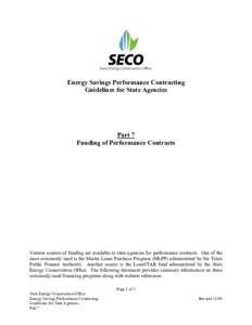 Energy Savings Performance Contracting Guidelines for State Agencies Part 7 Funding of Performance Contracts