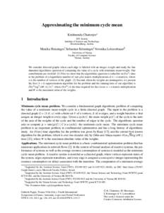 Approximating the minimum cycle mean Krishnendu Chatterjee∗ IST Austria Institute of Science and Technology Klosterneuburg, Austria