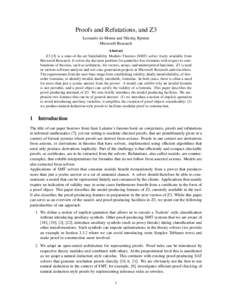 Formal methods / Metalogic / Logic in computer science / Electronic design automation / NP-complete problems / Satisfiability Modulo Theories / Boolean satisfiability problem / Conjunctive normal form / Mathematical proof / Mathematics / Theoretical computer science / Logic