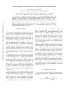 Self-accelerating Massive Gravity: Covariant Perturbation Theory Pavel Motloch1 and Wayne Hu2 1 arXiv:1409.2204v2 [hep-th] 29 Oct 2014