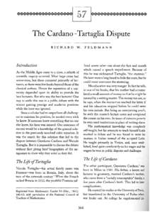 The Cardano-Tartaglia Dispute RI C H A R D W.  Introduction