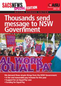 Oceania / Australian Services Union / National Tertiary Education Union / New South Wales / Trade union / New Zealand Public Service Association / Sharan Burrow / Equal pay for equal work / Sydney / Trade unions in Australia / Economy of Australia / Australia