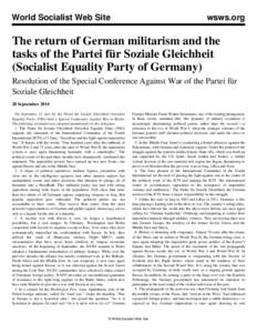 World Socialist Web Site  wsws.org The return of German militarism and the tasks of the Partei für Soziale Gleichheit