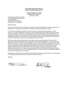 Florida High Speed Rail Authority Letter from United States Senate United States Senate WASHINGTON, DCFebruary 5, 2002
